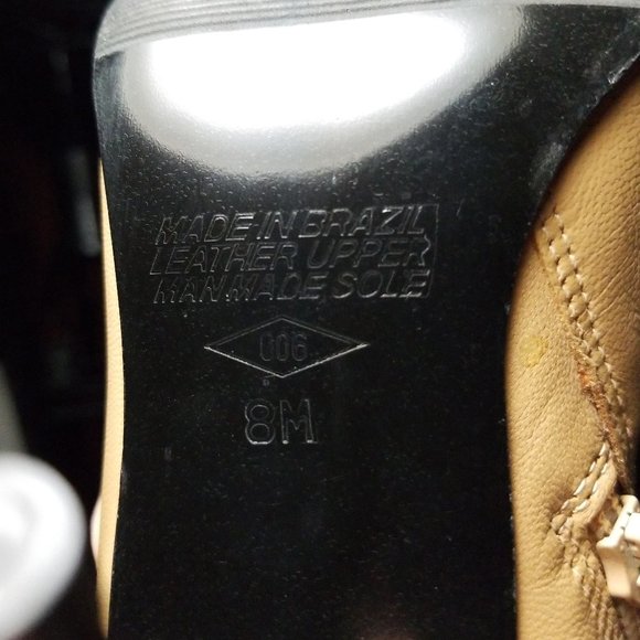 Women's Soft Tan Brazilian Leather Ankle Boots With Stiletto Heels - Picture 6 of 7